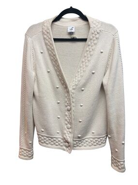 Cabi Retro Cardigan Cream Ivory White Size M Cotton Blend | Coastal Grandma